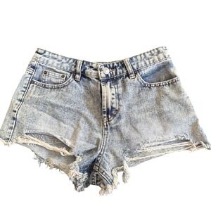 Project Rebel Denim Acid Wash Cut Off‎ Jean Shorts Womens Size 7 Blue Distressed